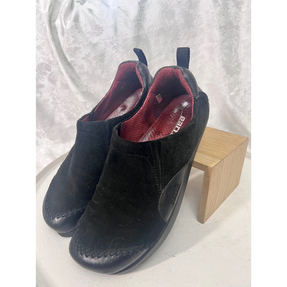 Earth Shoes Black Suede Leather Kalso Negative Heel Slip On Loafers Women 7B